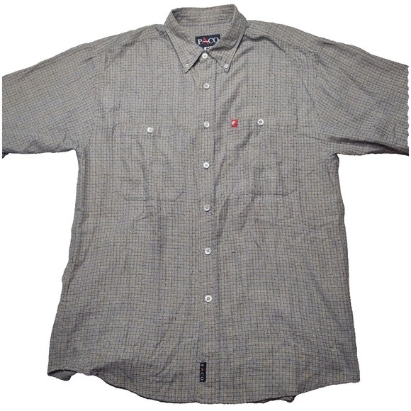 Paco Jeans Co Other - VTG PACO Jeans Co Men Medium Rayon Blend Gray Blue Check Button Shirt